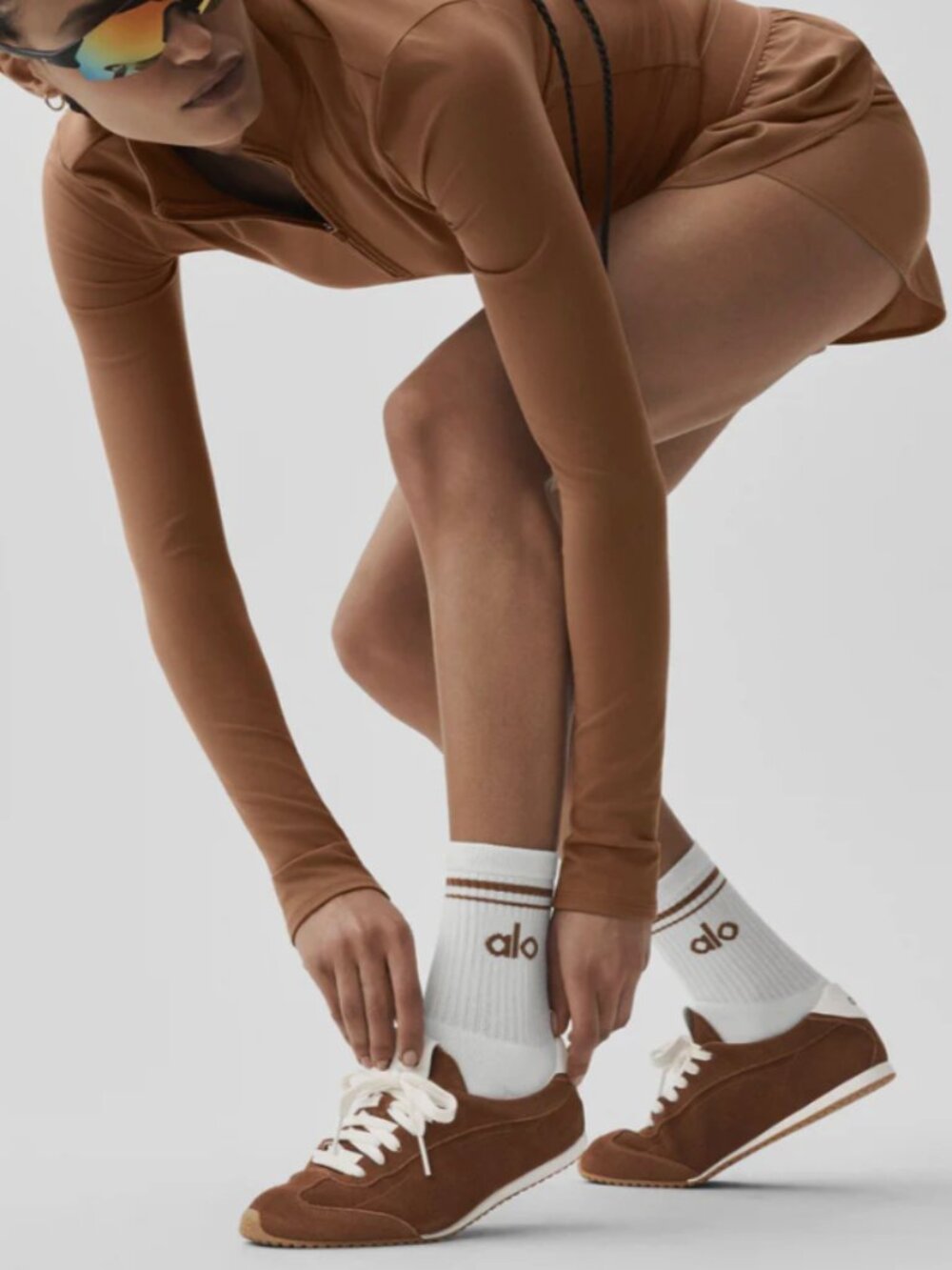Alo Sunset Sneaker Rich Sunkissed Brown Women's 8.5 NWT In Box